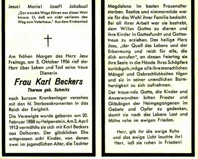 Beckers Therese geb Schmitz 1956
