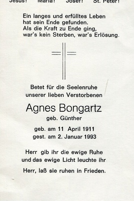 Bongartz Agnes geb Günther 5834 1993