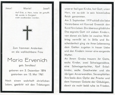 Ervenich Maria geb. Sandkaul 933 1961