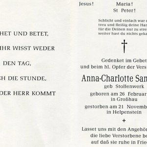 Sandkaul Charlotte geb Stollenwerk 5838 1990
