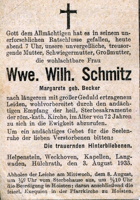 Schmitz Margarethe geb Becker 2 5770 1935