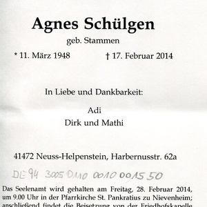 Schülgen Agnes geb. Stammen 2477 2014