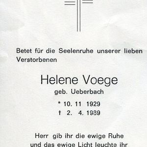 Voege Helene geb Ueberbach 5822 1989